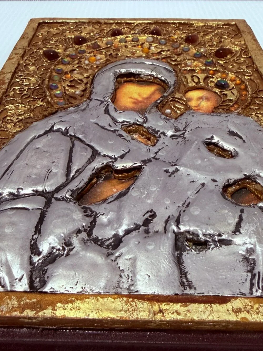 Vintage Virgin Mary with Christ As A Child with Jewels
